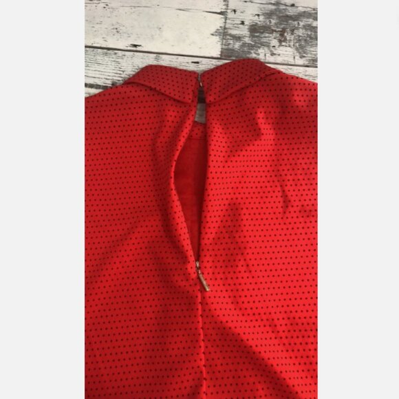 Karl Lagerfeld Red Black Polka Dot Ruffle Blouse S - Picture 6 of 6